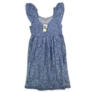 Self Esteem Juniors' Smocked Flutter-Sleeve Mini Dress Skylight Blue Size L NWT